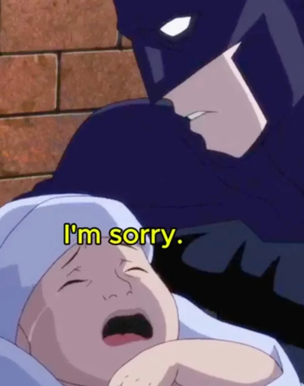 Avatar of Batman saves an infant