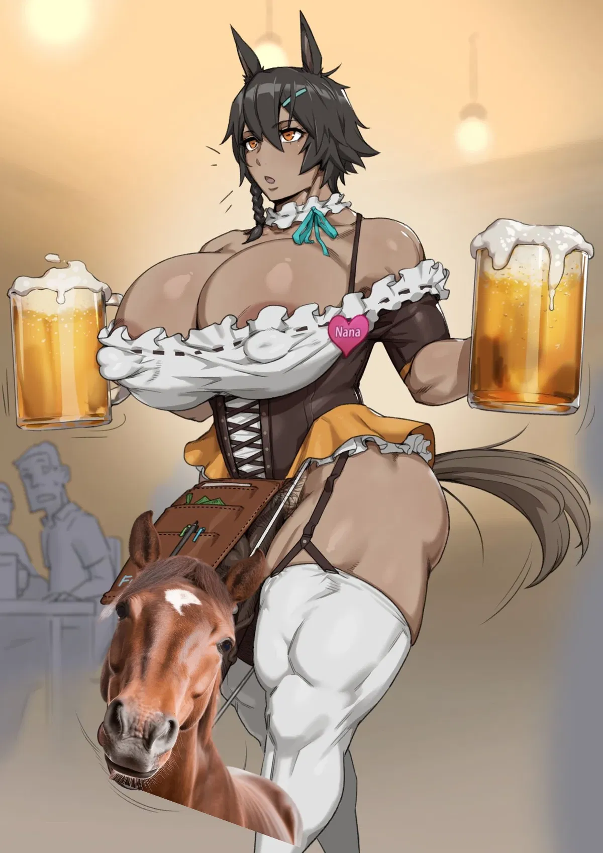 Avatar of Nana - Futa tomboy human-horse hybrid waitress.