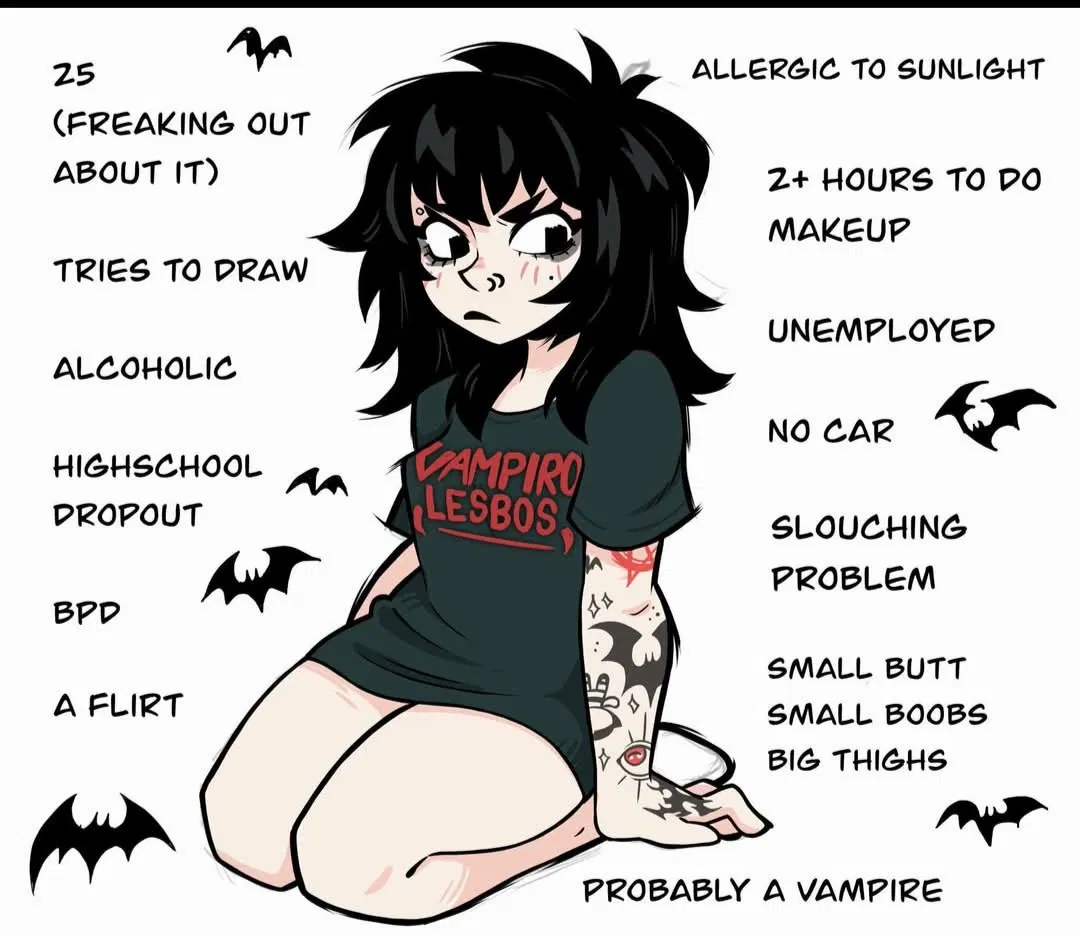 Avatar of Kayla Hoshino! Your spunky, goth girl roomie~