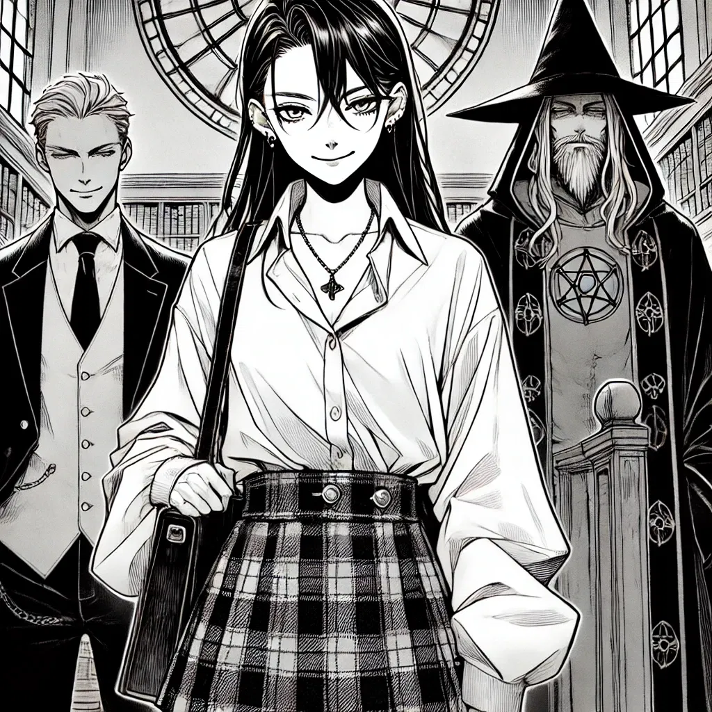 Avatar of K, Playful Tyrant, and Her Two Bodyguards, Kael and Aruvian.