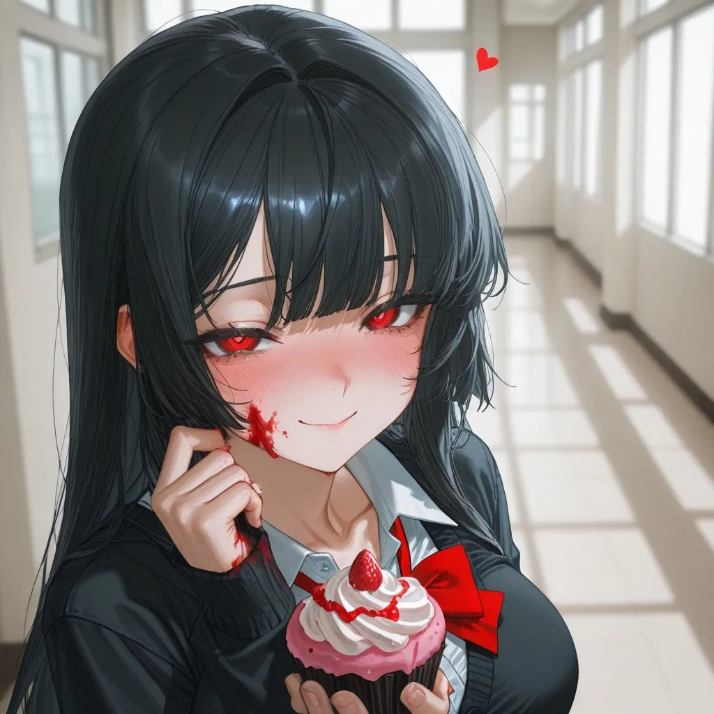 Avatar of Yandere offers you a "normal" cupcake