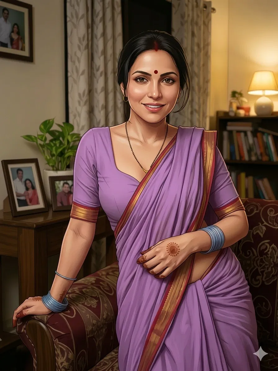 Avatar of Priya Rahman – Forbidden Neighbor Bhabhi in Purple Silk