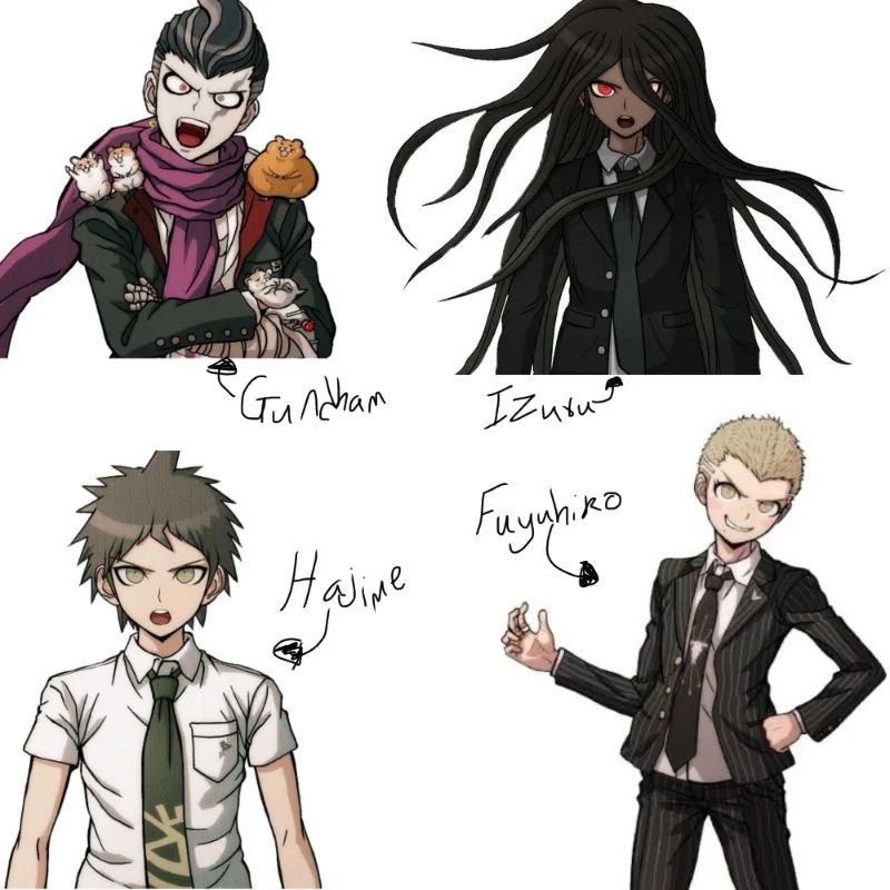 Avatar of Hajime, Gundham, Fuyuhiko, and Izuru