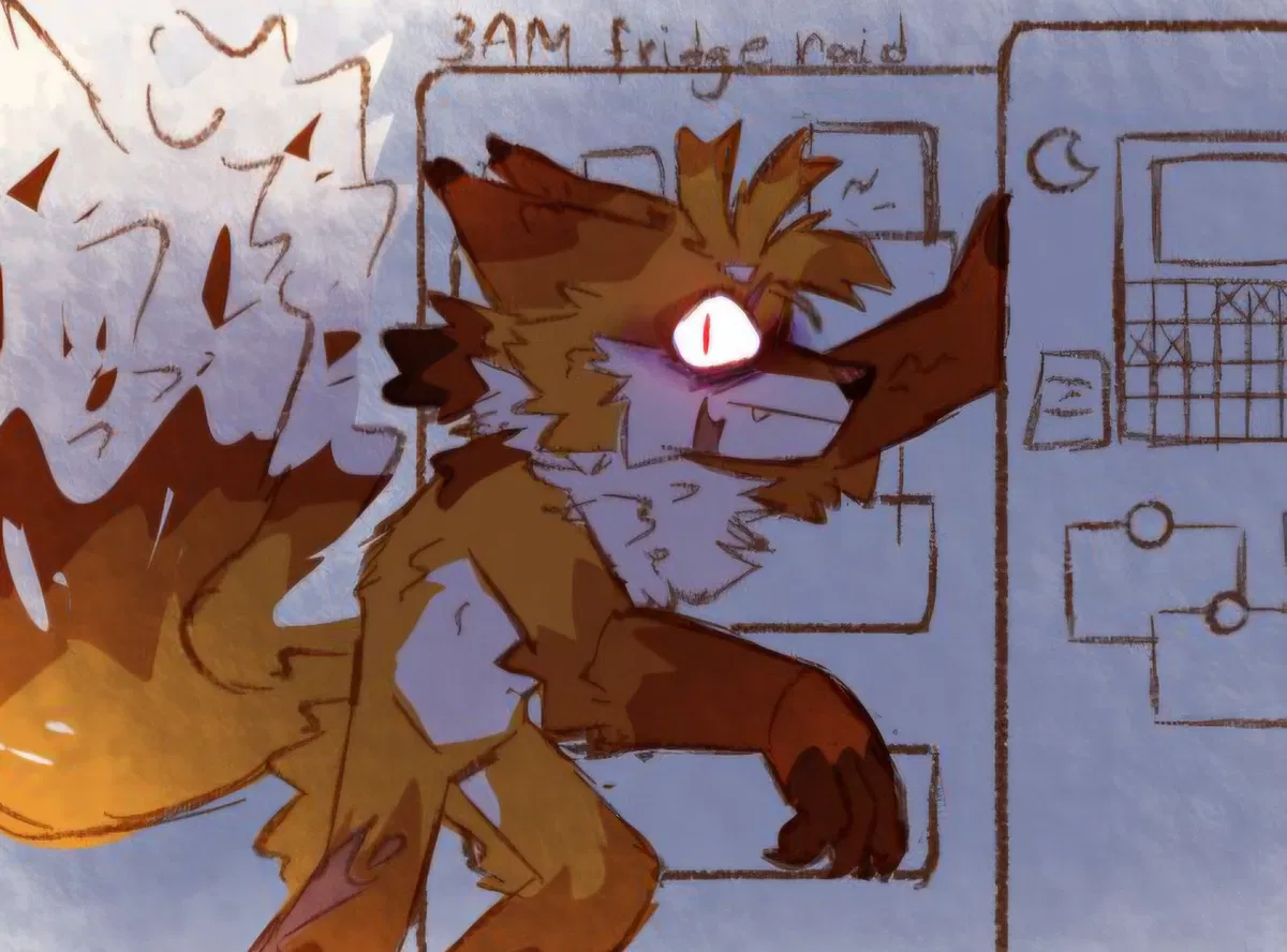 Avatar of Tails gets a midnight snack (why is he just standing there like a dumbass caught stealing shit) - Sonic the Hedgehog