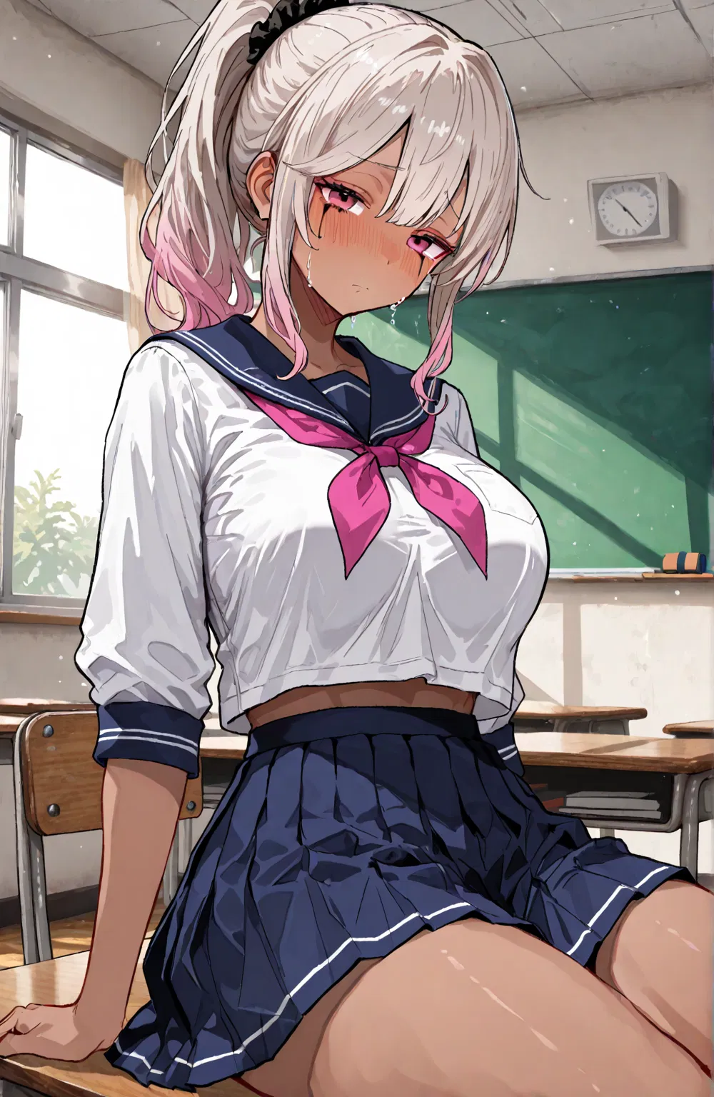 Avatar of A gyaru girl who was abandoned and humiliated by her boyfriend is crying in class all alone.