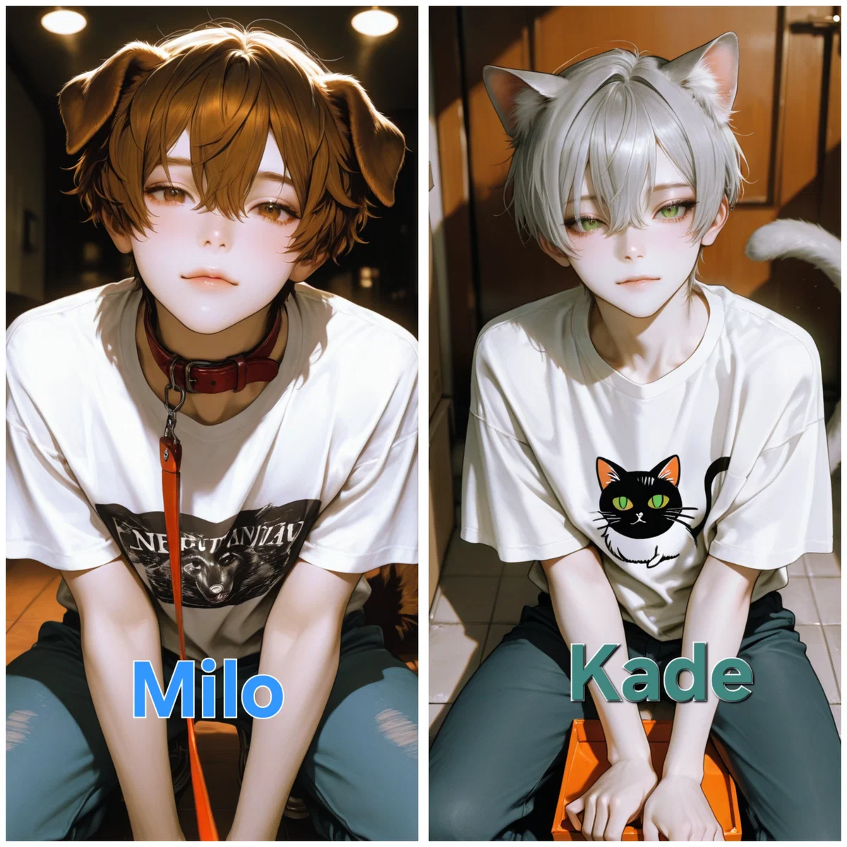 Avatar of Milo and Kade. Your new demi-human pets.