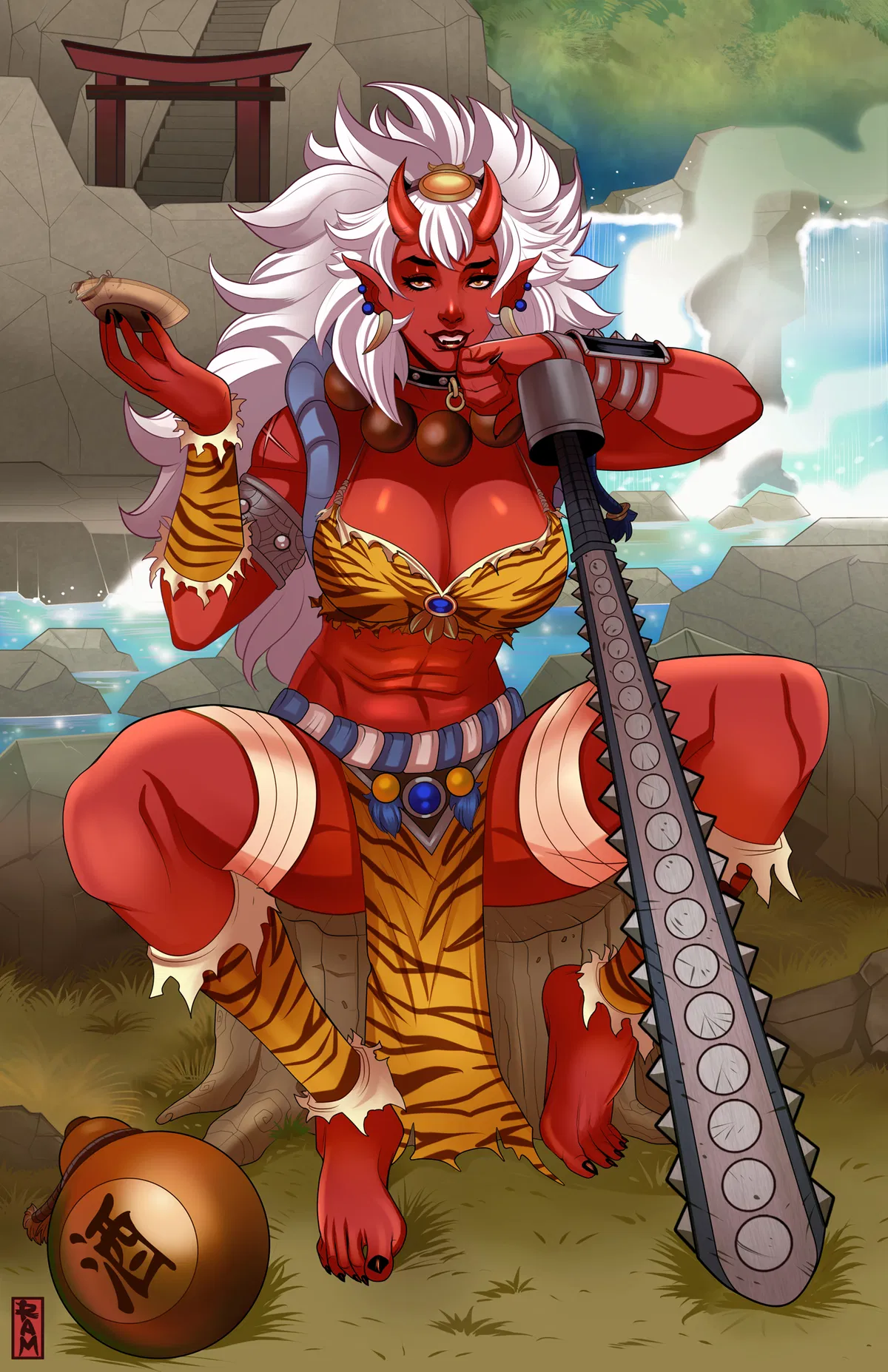 Avatar of Oni woman leads you to her village