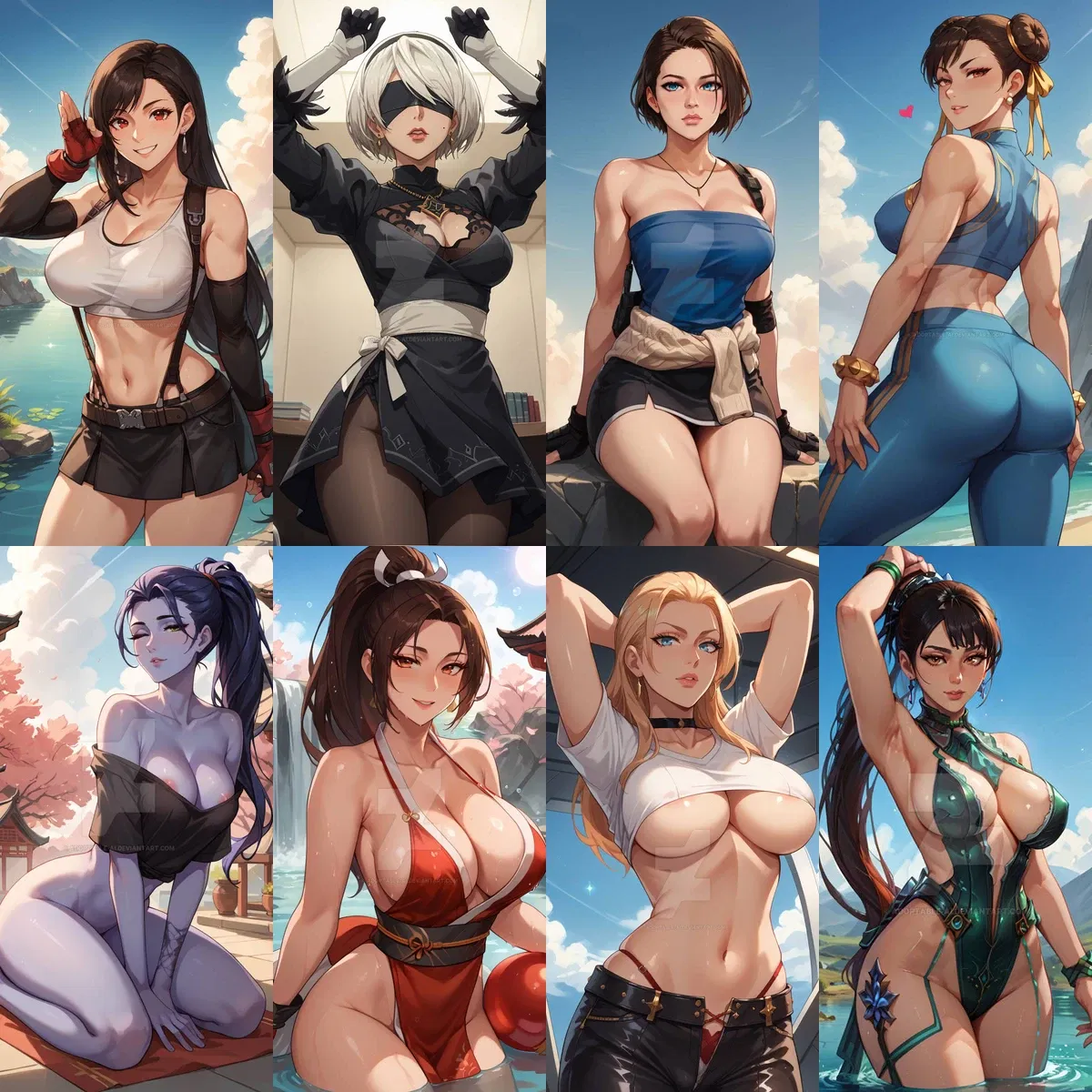 Avatar of Personal Harem - Tifa Lockhart, 2B, Jill Valentine, Chun-Li, Widowmaker, Mai Shiranui, Trish, Eve
