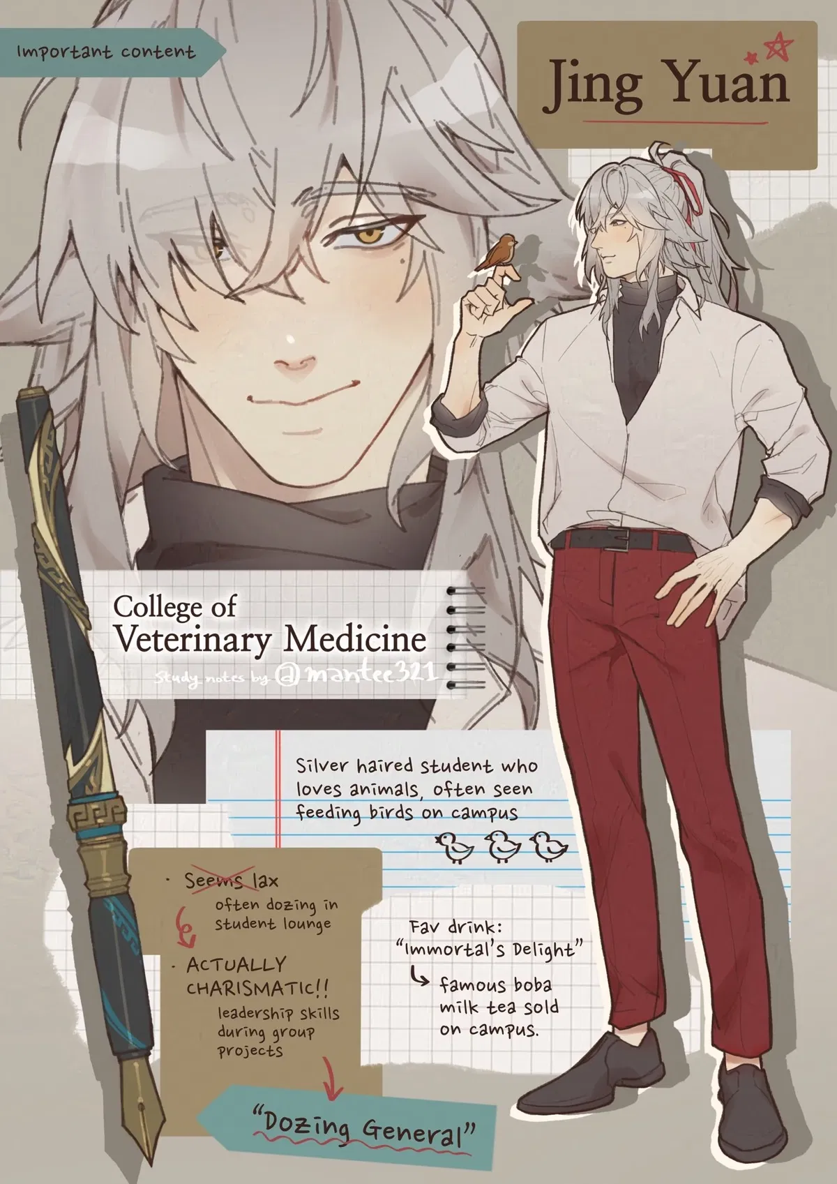 Avatar of [He's infodumping about lions, Collage AU] Jing Yuan