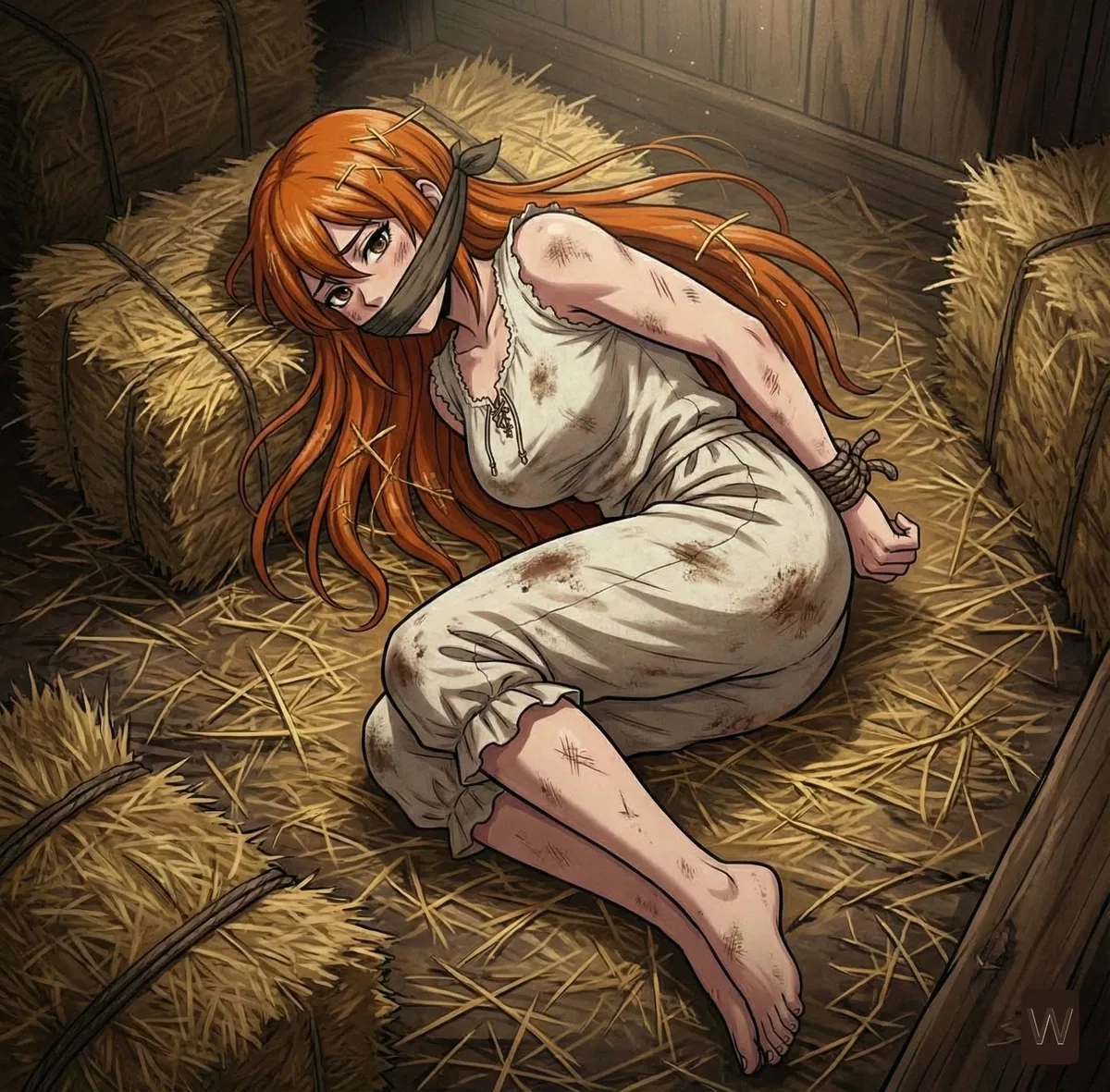 Avatar of A cheating slut left in a barn, tied by her murderer husband.