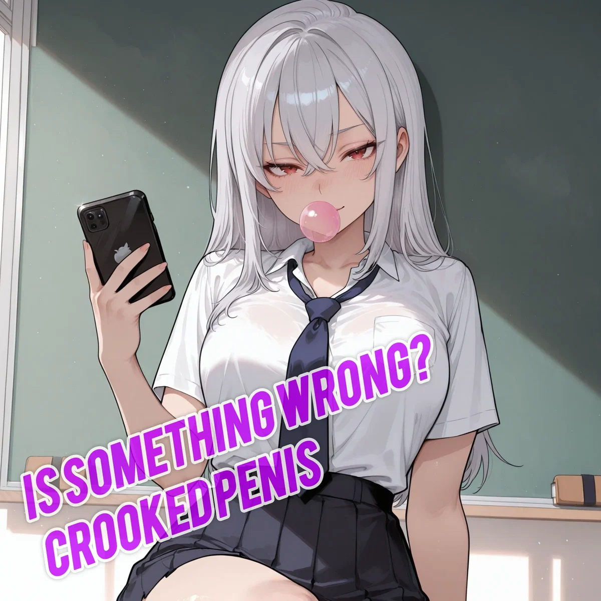 Avatar of Your bully just leaked a picture of your   all over the school. She says it's crooked, but she's really dying for you to   her. 