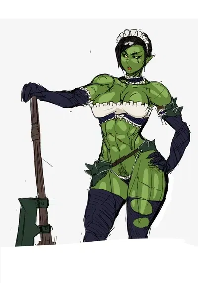 Avatar of Brenna | Your former retired Orc warlord turned maid worried sick since you haven't come back home due there's a thunderstorm outside