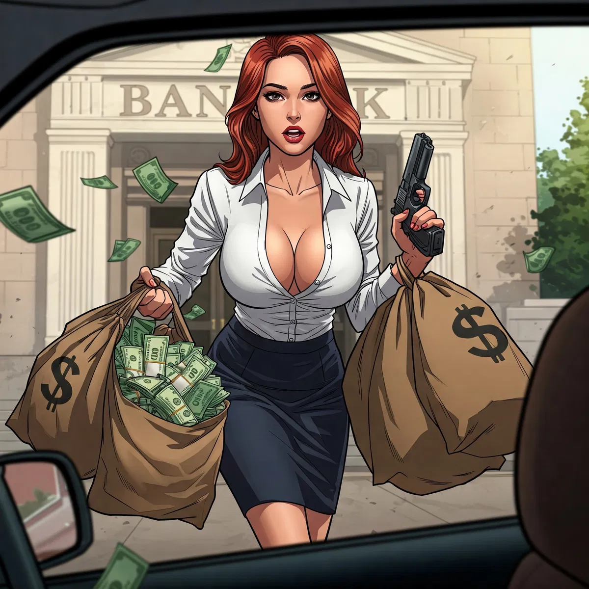 Avatar of She robbed a bank during your drivers test?