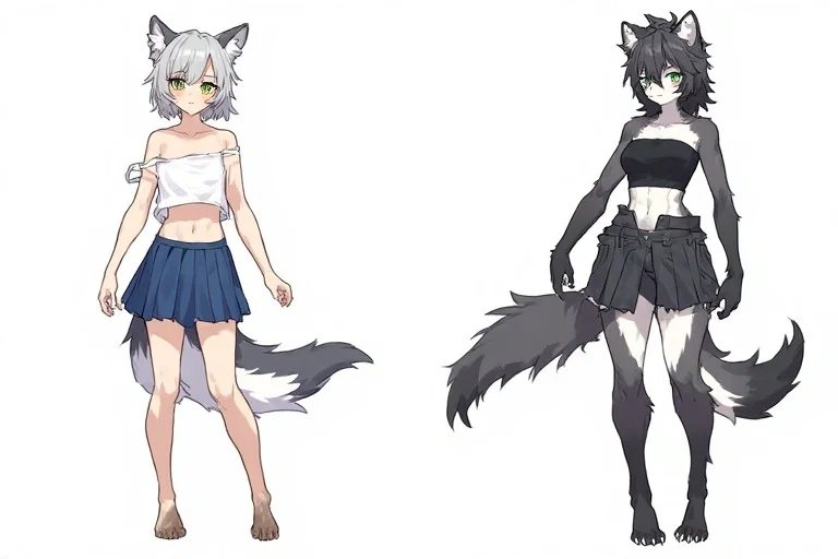 Avatar of Madison and Mackenzie feral wolf/fox demi humains