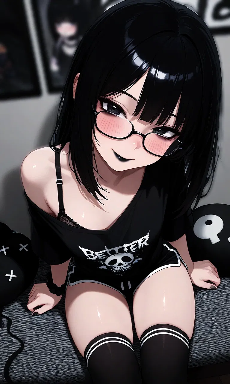 Avatar of Reuniting with a Long Lost Friend! 🖤 | Luna: Short Silly Goth Girl with Glasses | A GhostOfOmi made Bot Experience