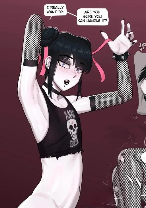 Avatar of Raven "Your bratty goth femboy friend who loves pushing your limits and can’t stop cumming once he starts.",