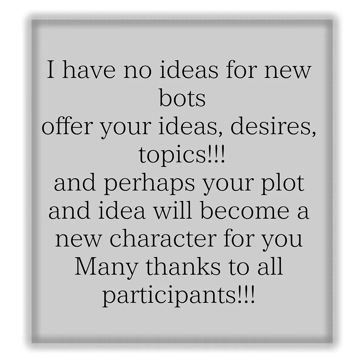Avatar of Requests for bots. Ideas, wishes, topics. 