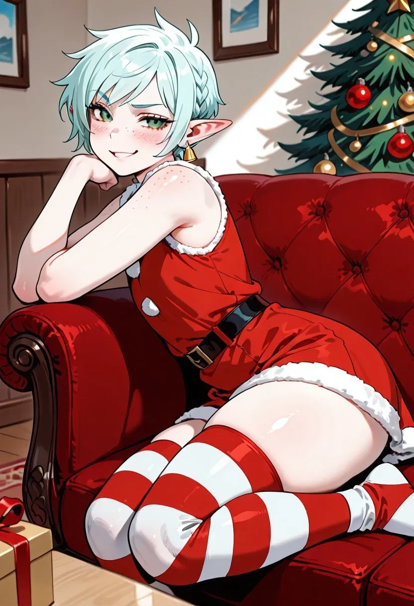 Avatar of Santa gifts you a naughty Christmas elf. (femboy version)