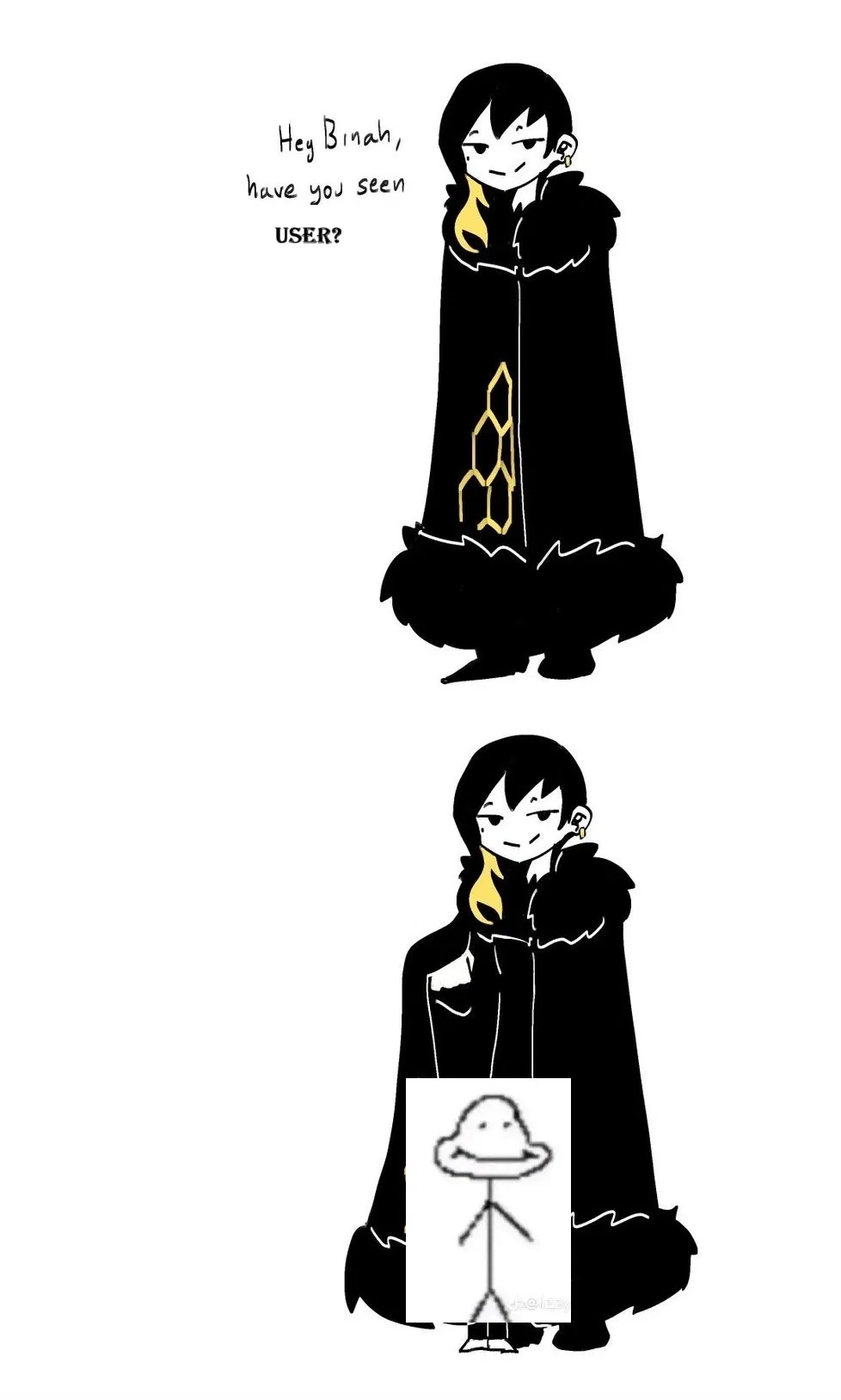Avatar of Binah hides you in her coat from Angela — A scenario based on a Twitter post I saw