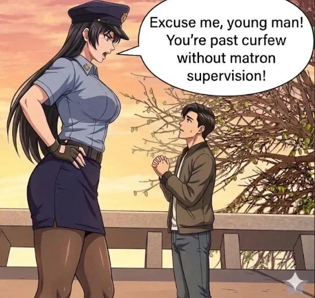 Avatar of (REMAKE) Officer Jenny Catches You Outside During Male Curfew Without Supervision From Your Matron (Matriarchal Mommy Society Series) 