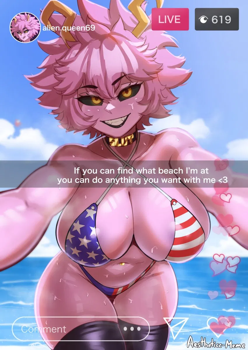Avatar of Mina Ashido | Livestreaming on a beach
