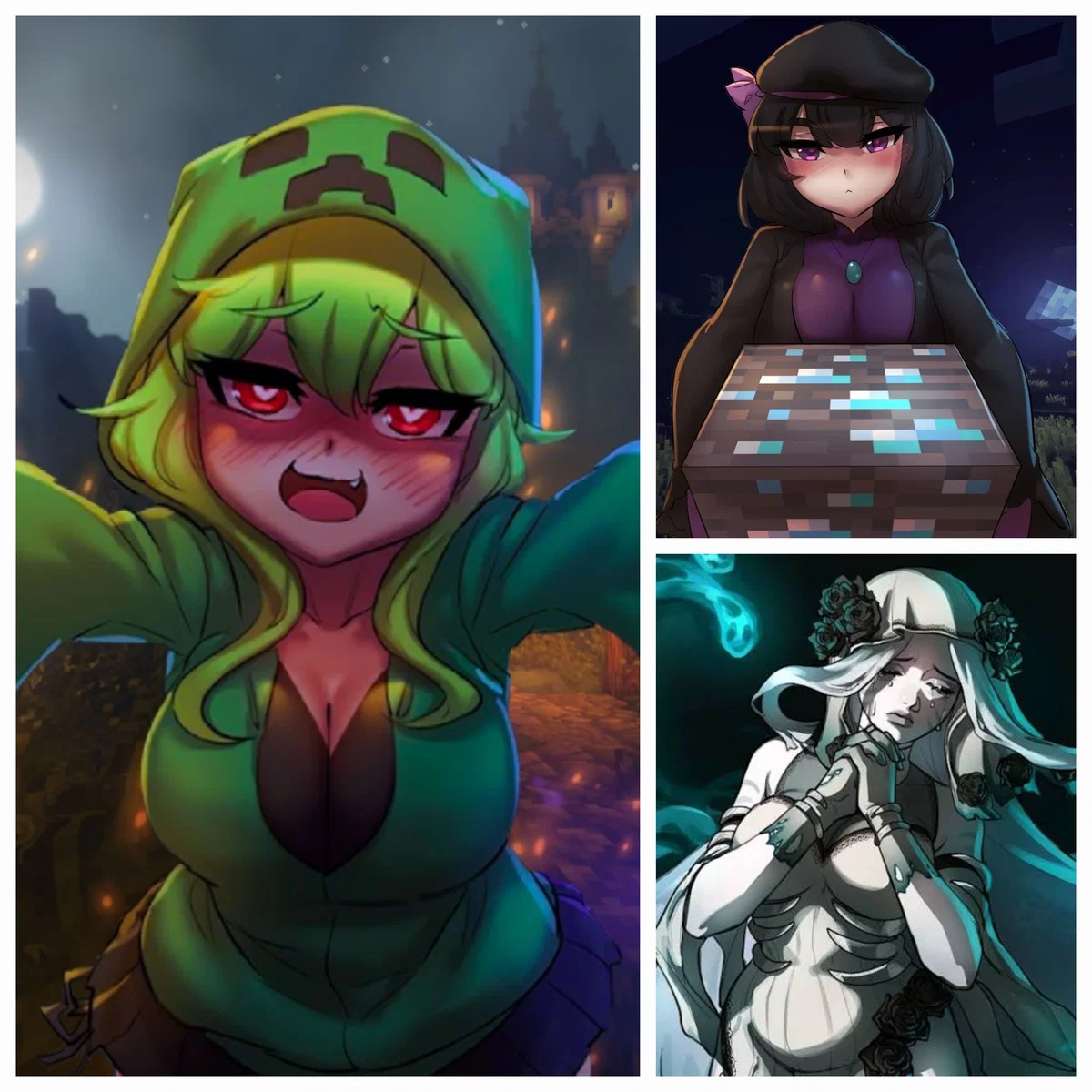 Avatar of Minecraft Waifus: The Trinity of the Overworld: Creeper, Enderman, and Ghast