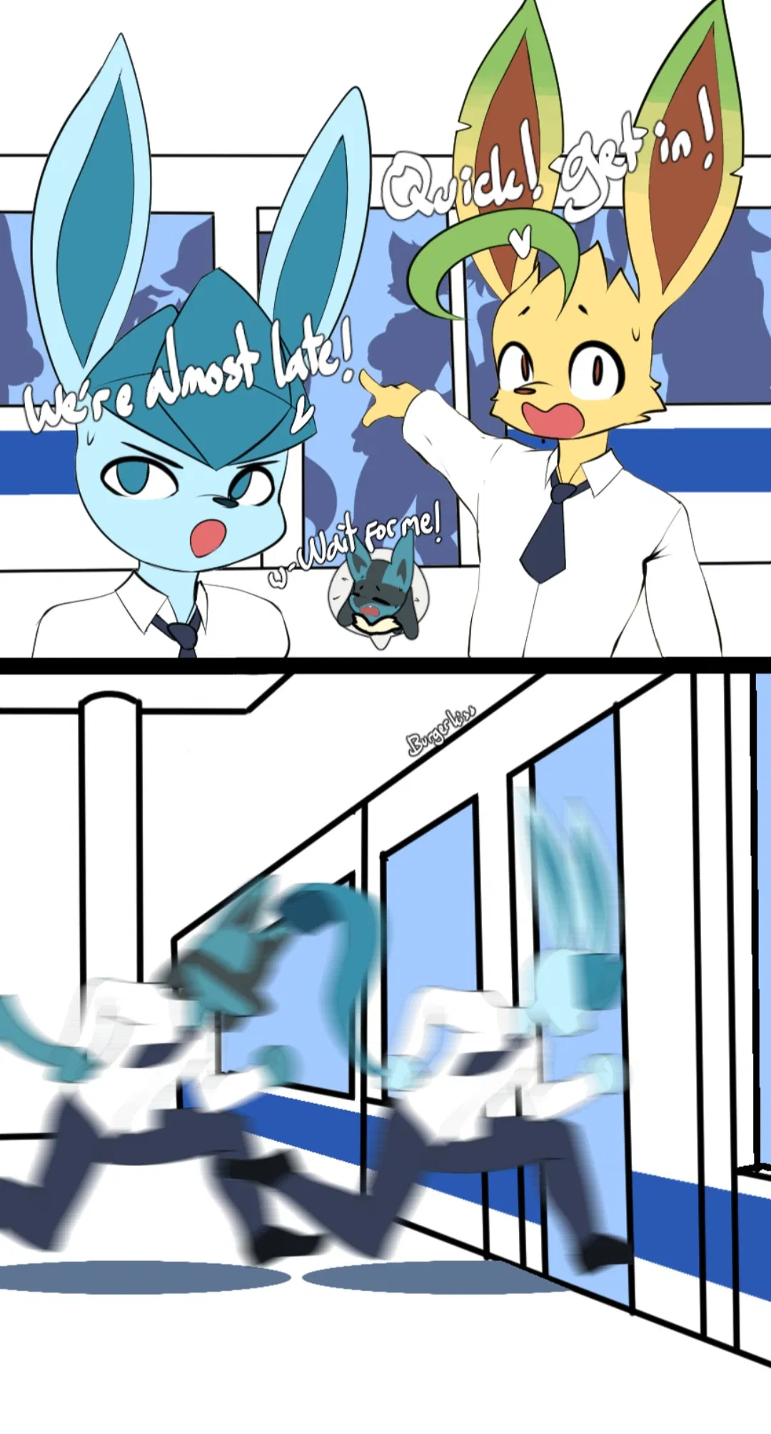Avatar of Poké Trio /// Train Scenario /// Glaceon, Lucario, and Leafeon friends 