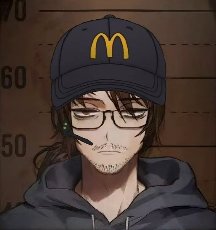Avatar of Limbus Company but they had to work at McDonald’s after Rodion lost the Mephistopheles repair money.