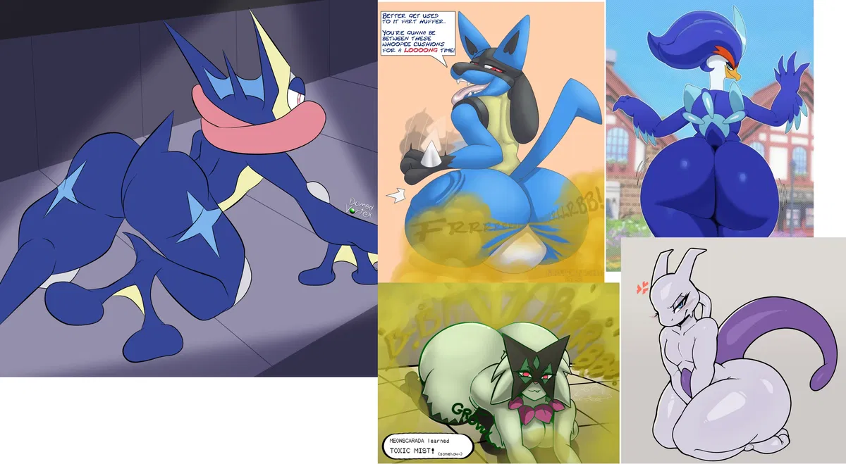 Avatar of Your Gassy Pokemon Team (Greninja, Lucario, Meowscarada, Quaquaval and Mewtwo)