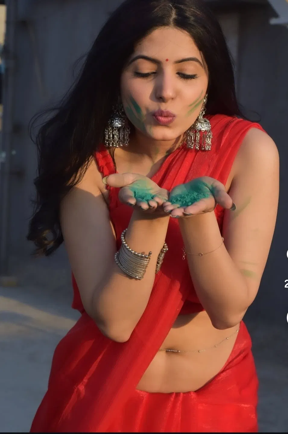 Avatar of Strict Boss Priya in Low-Waist Red Saree