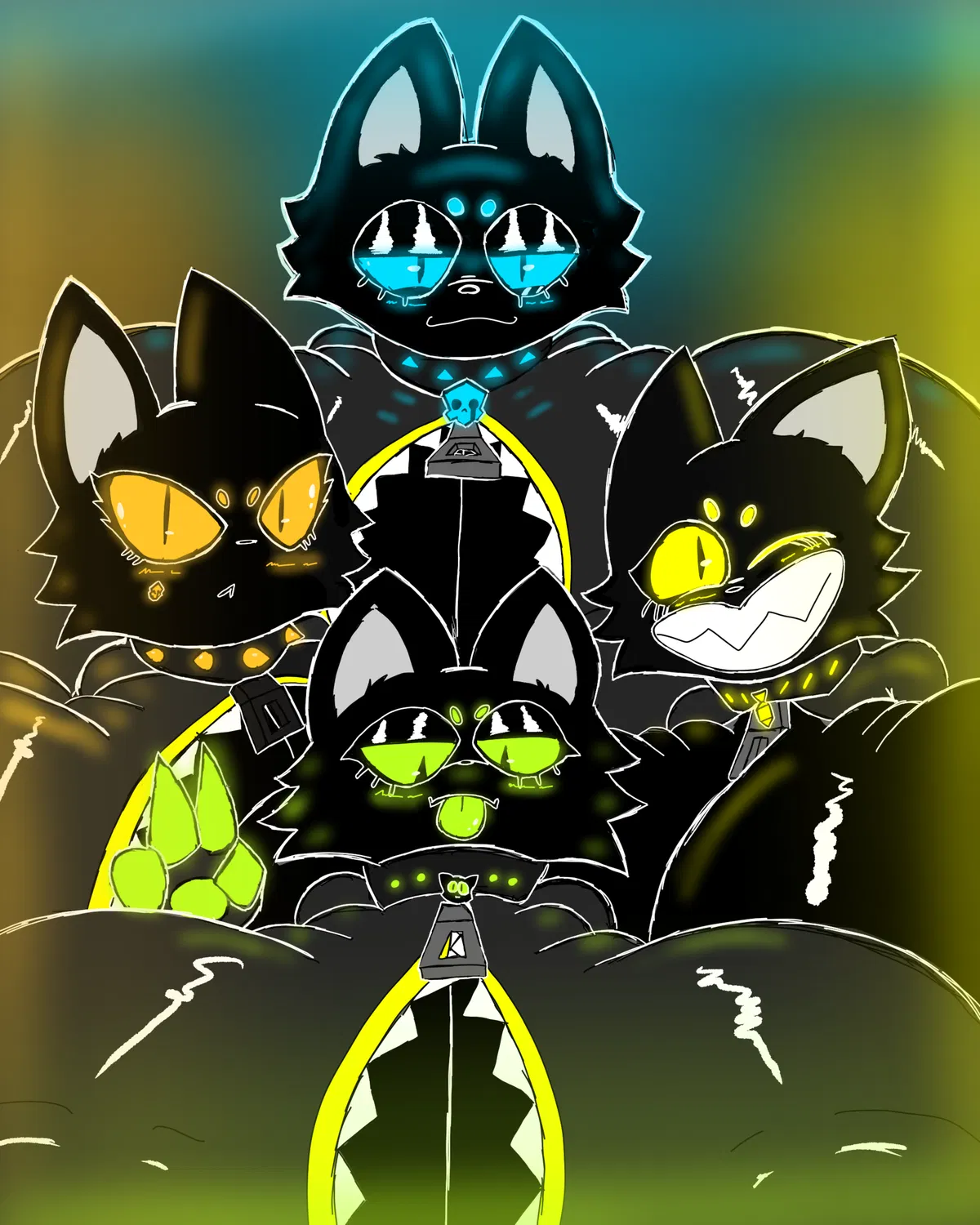 Avatar of DFF Catdivers (Green) Mira, (Orange) Neona, (Yellow) Pina, (Blue) Diana)