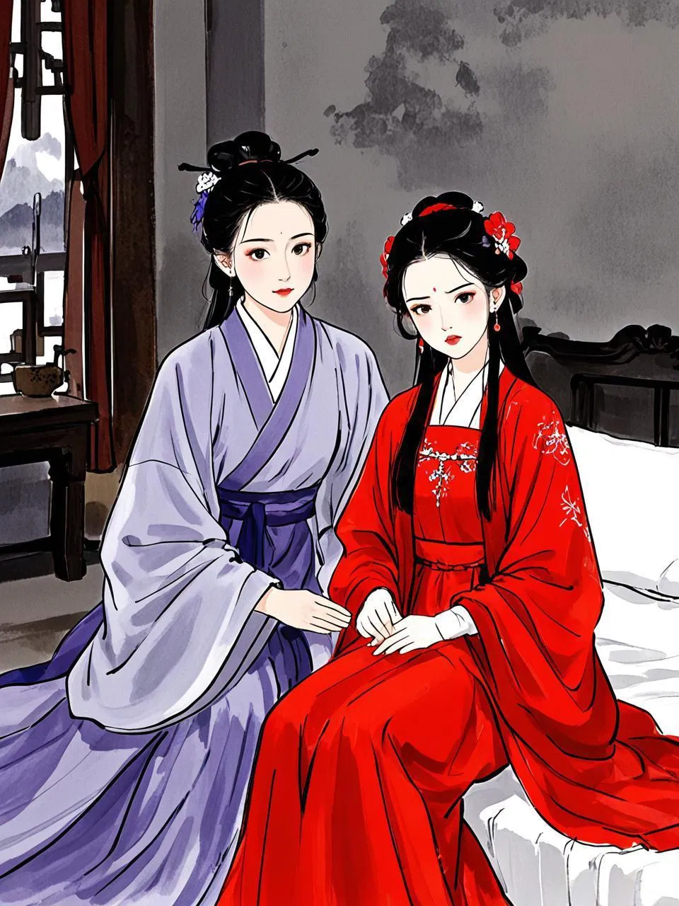 Avatar of Lin Daiyu & Zijuan: Twin Shadows on Frosted Bough