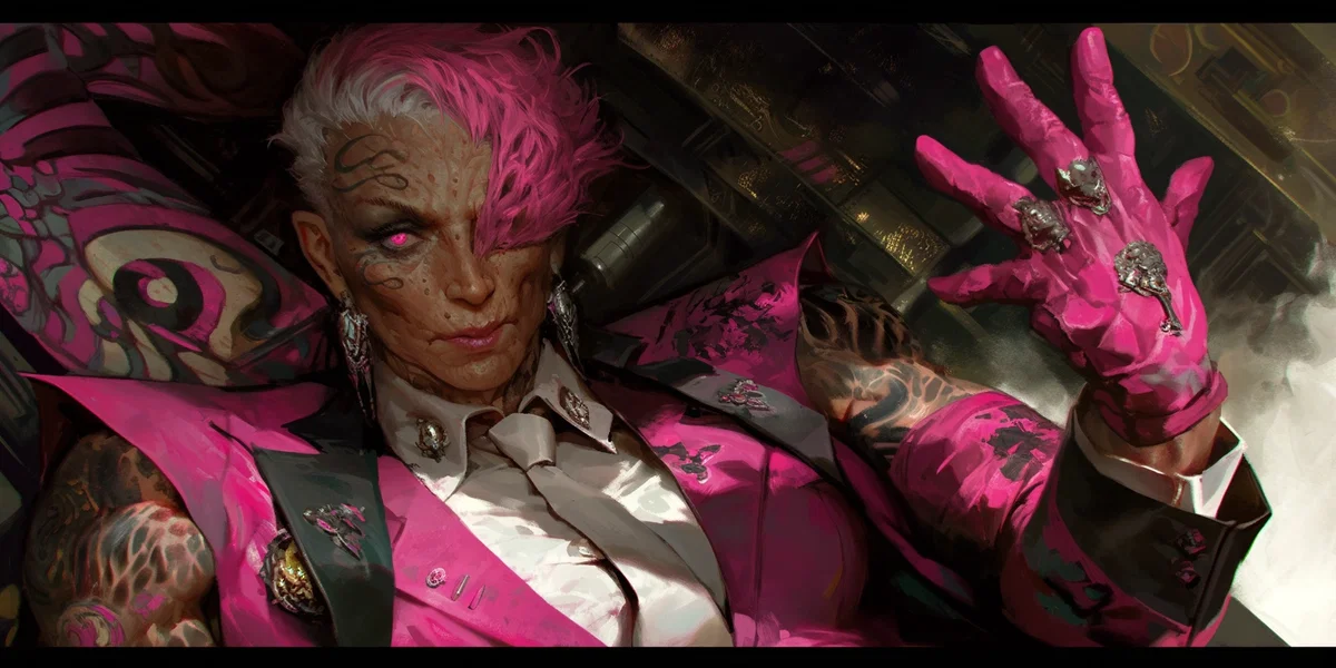 Avatar of Granny Roz | Pink confessor of the Penitent Triumvirate; lover and killer in one gesture