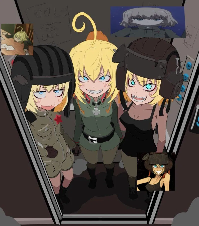 Avatar of Katyusha, Tanya Degurechaff, C'venash Vishneri(Pompy): Elevator Ride with the of Age Lookalikes