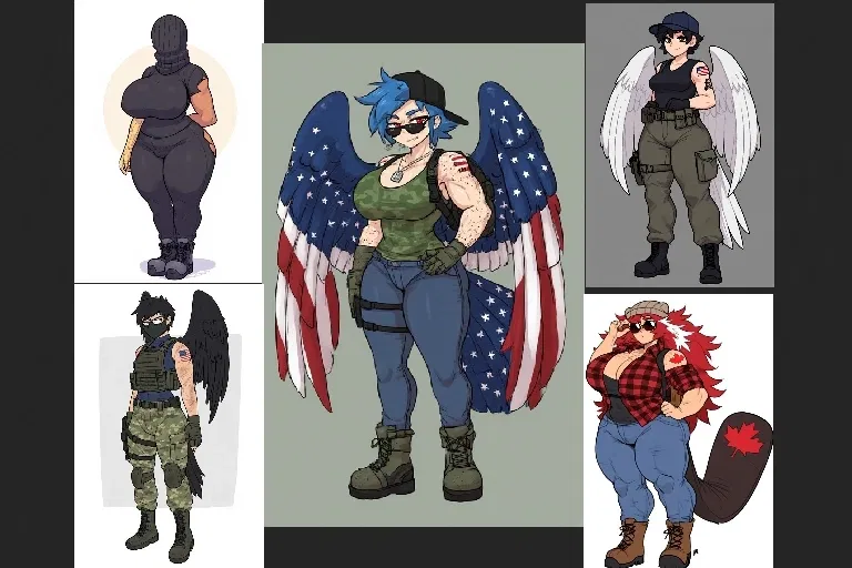 Avatar of America Wizard With Canadian Barbarian, PJ Doc, MARSOC and Muffles. Female Edition!