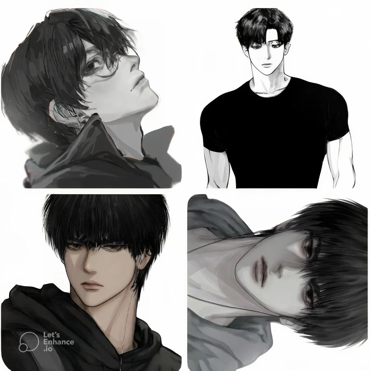 Avatar of Kyle Mercer (The guy with gray hoodie), Liam Davis Jackson (The guy with black hoodie), Mateo Martinez (The guy who wears black fitted shirt), Vale Williams (nerd glasses guy)