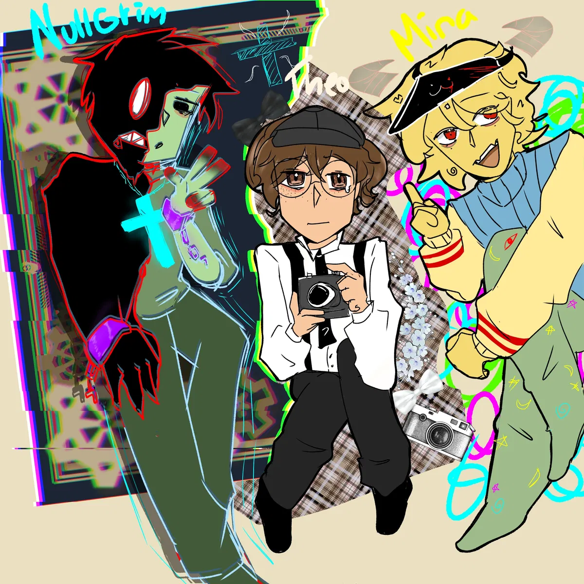Avatar of Mina, Nullgrim, and Theo. {abnormalities apartment}