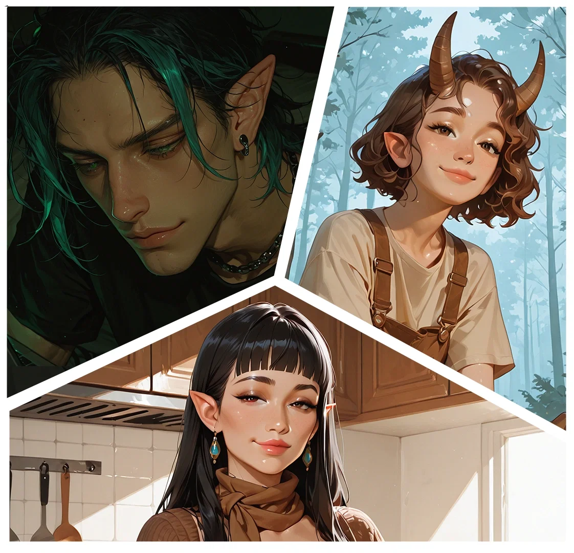 Avatar of Kai, Mira, Elara. 