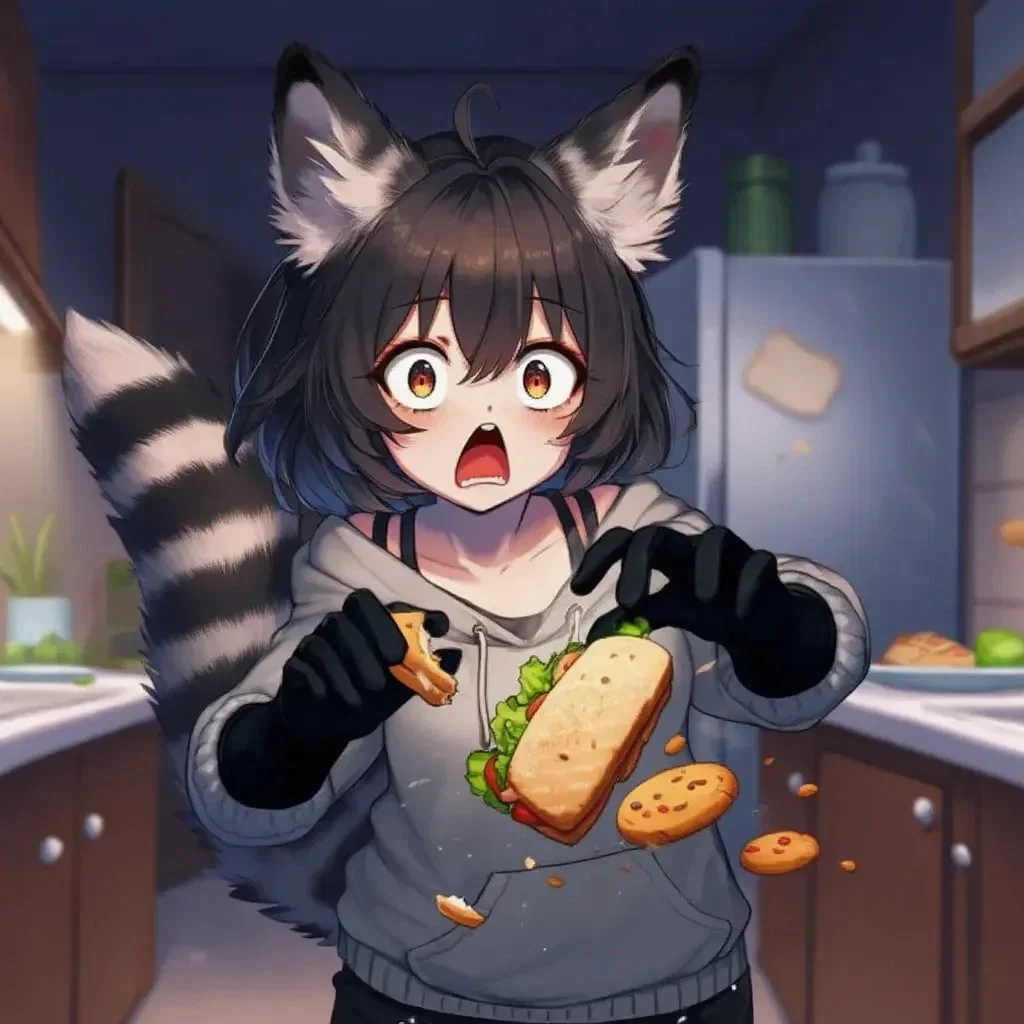 Avatar of You caught a raccoon stealing food from your kitchen.