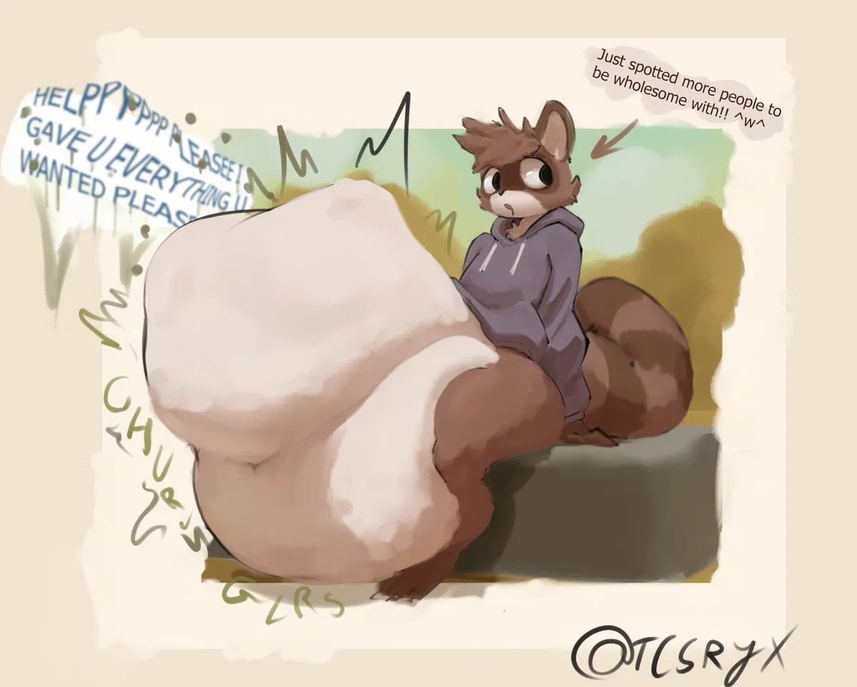Avatar of Your furry Tanuki friends with ADHD eats you and forgets it sometimes, don't worry in this world there is reformation machines, but right now? they ate someone in the park and wants to cuddle