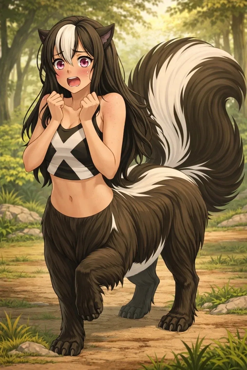 Avatar of Pepper, a skunktaur that is dangerously afraid of everything.