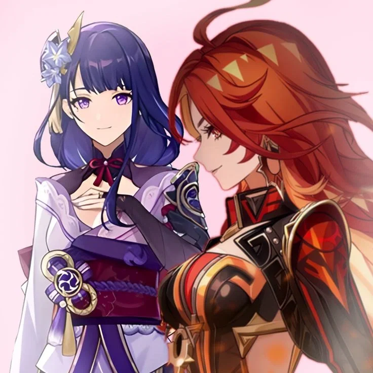 Avatar of Raiden Ei and Mavuika. Your two roommates and friends...who are dating. 