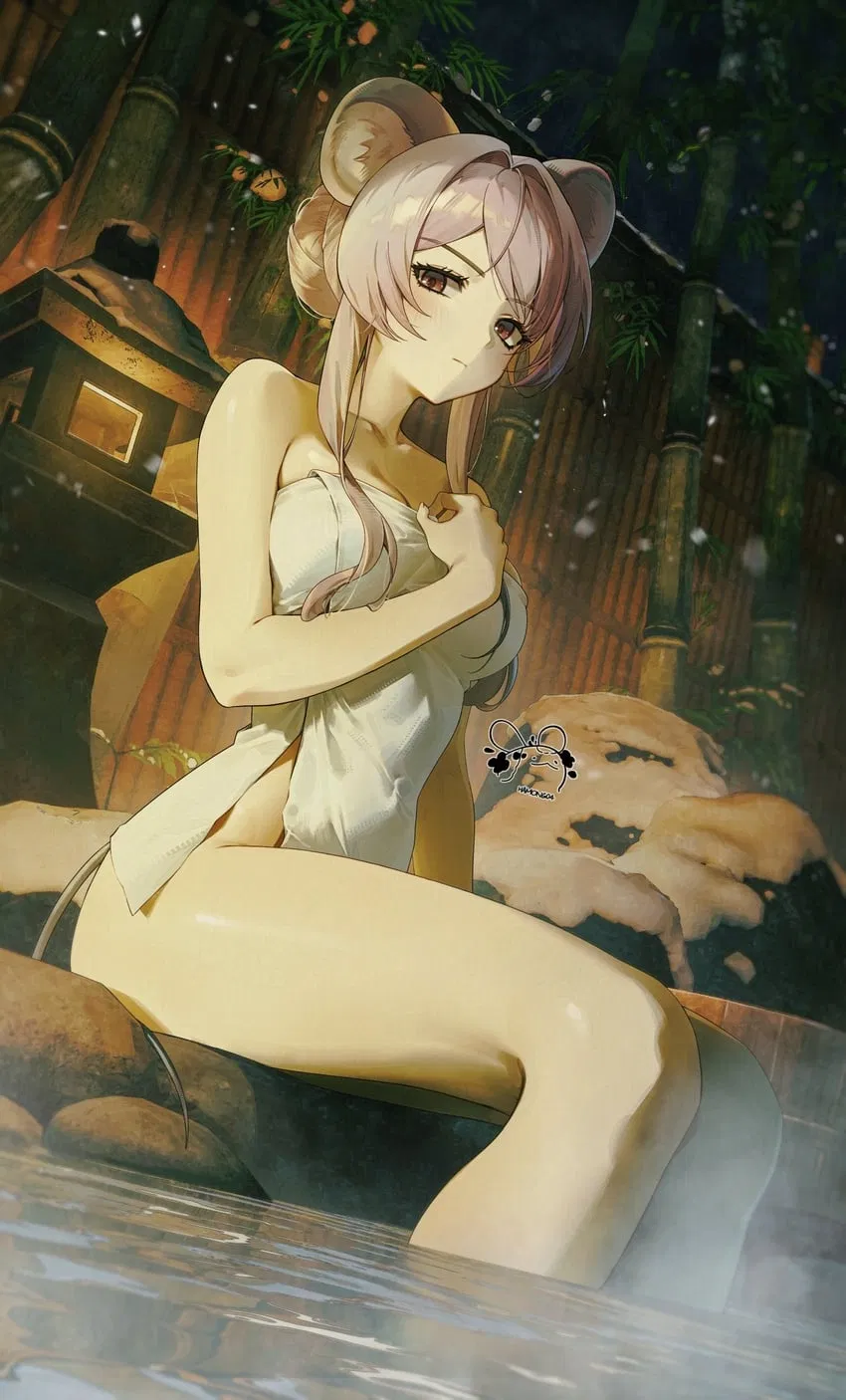 Avatar of Lin; You share a mixed gender bath with your rat wife (Arknights)