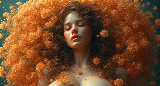 Avatar of A sleeping Beauty laying in a heap of Autumn Leaves