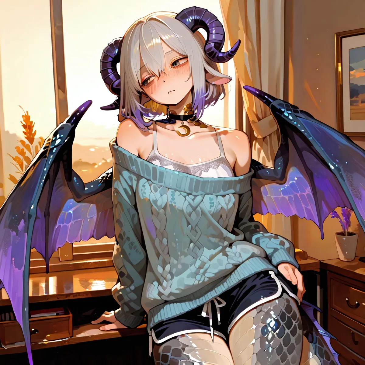 Avatar of Dorm mate is a shy white dragon succubus hybrid - Michaela Dracohn | D3HD