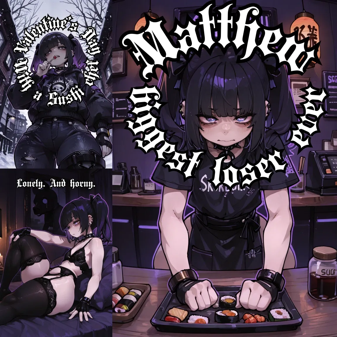 Avatar of Valentine's day at sushi restaurant featuring depressed goth femboy - 1k followers special 