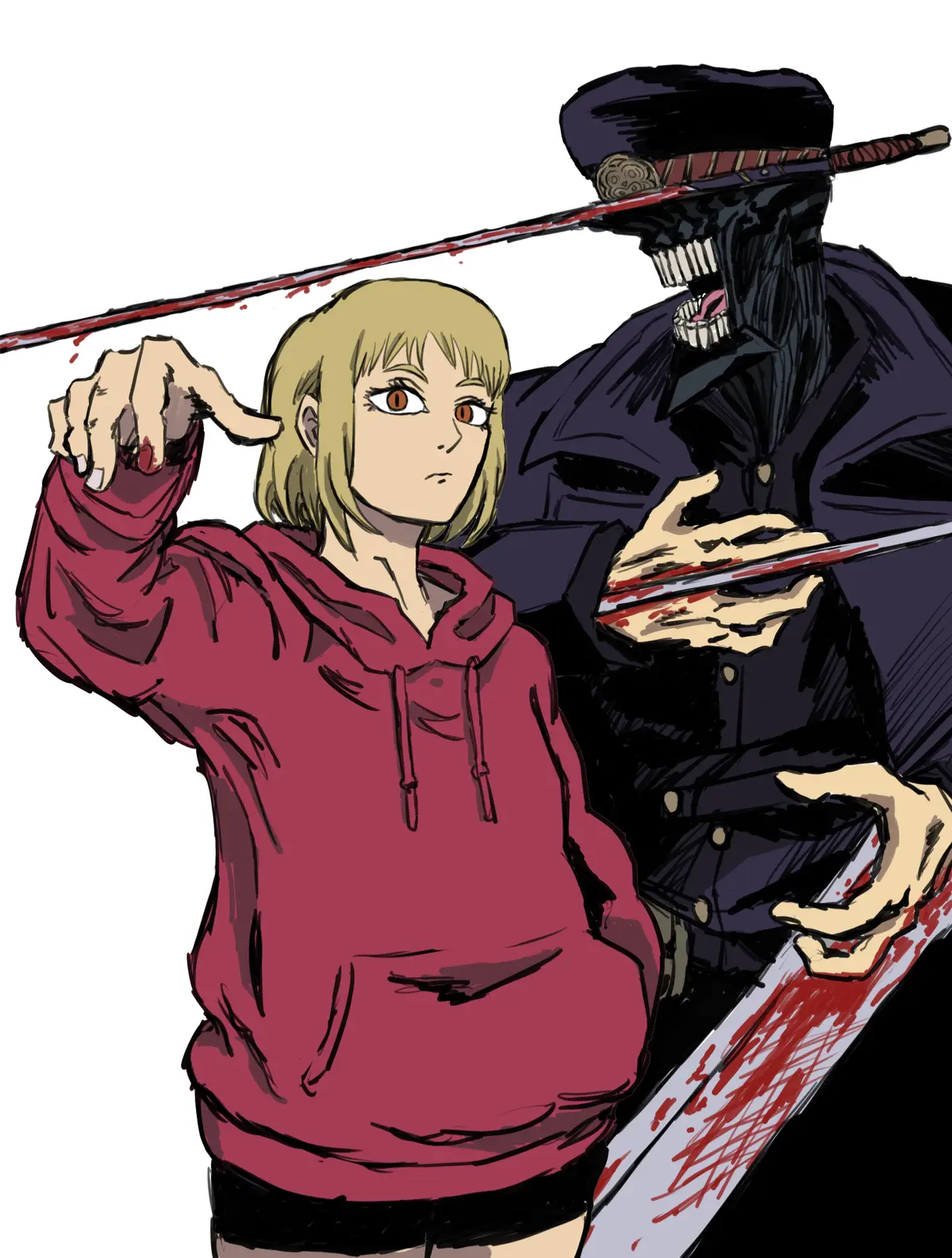 Avatar of Chainsaw Man RPG- Katana Man and Akane fight