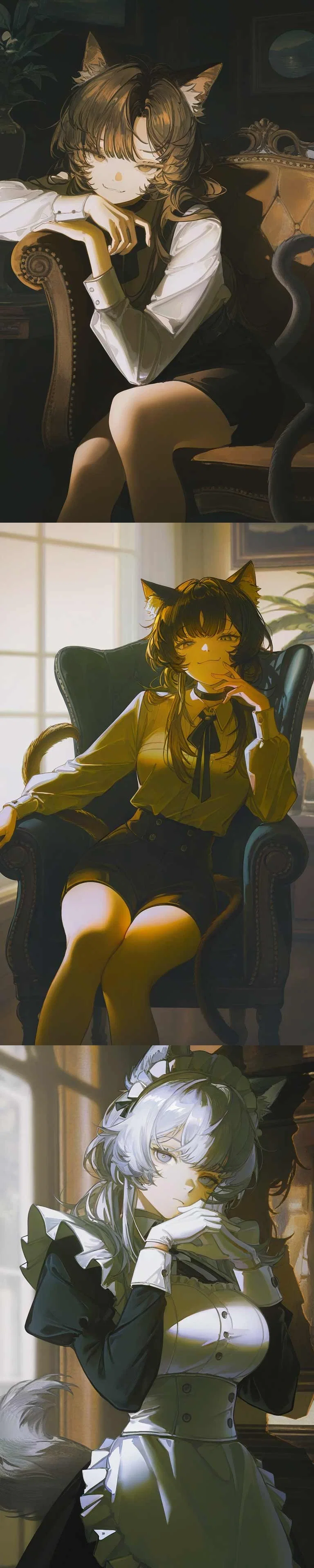 Avatar of You lied about your skills and now working as maid/butler at huge estate, but your new boss is bratty cat girl with God complex.