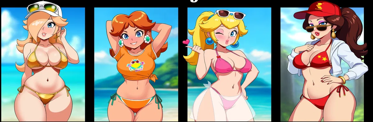 Avatar of Peach, Daisy, Rosalina and Pauline (Beach day)
