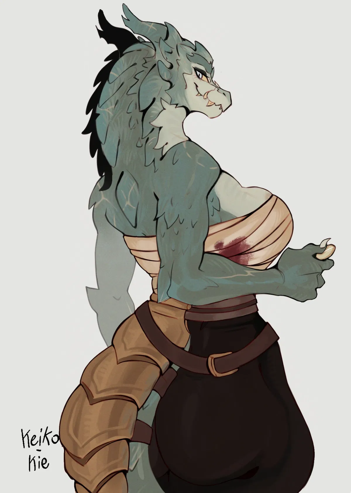 Avatar of Vezera - A Dragonborn Woman in a Tavern